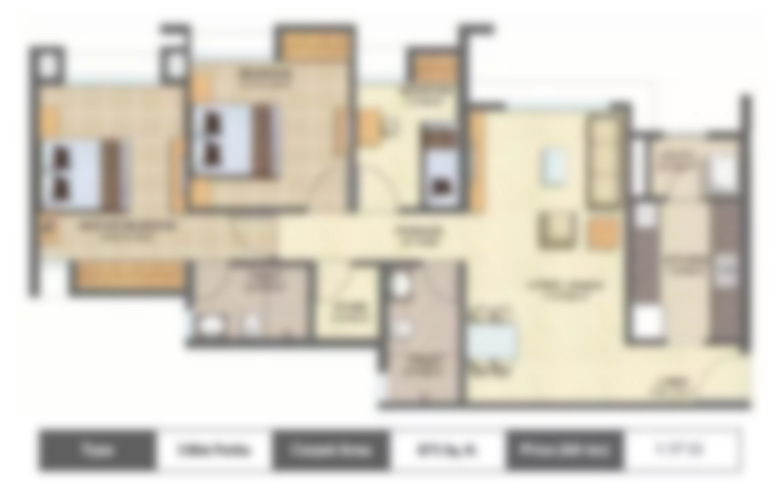 3 BHK floor plan at Goyal Meridian Borivali West